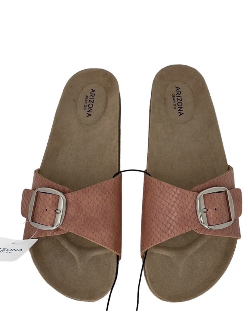 Arizona Sandals Farus NWOT Slides Blush Pink Reptile Embossed Size 6.5 6 1/2 M